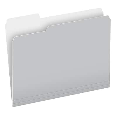 Front. Pendaflex - Pendaflex Two-Tone Recycled File Folder 100 File Folders, 1/3-Cut Tab, Assorted, Letter Size, Gray, 100/Box - Gray.