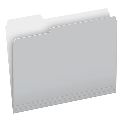 Front. Pendaflex - Pendaflex Two-Tone Recycled File Folder 100 File Folders, 1/3-Cut Tab, Assorted, Letter Size, Gray, 100/Box - Gray.