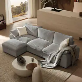 ModernMate - Chenille Cloud Modular Sectional, Down-Blend Cushions, Tool-Free Assembly, Machine-Washable Covers - Gray