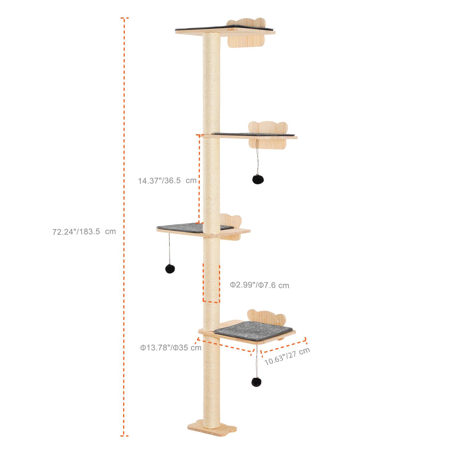 14.37"/36.5 cm  
72.24"/183.5 cm  
2.99"/7.6 cm  
13.78"/35 cm  
10.63"/27 cm  
Ø13.78"/Ø35 cm