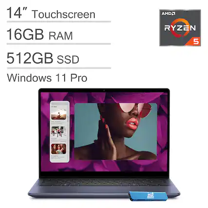 14" Touchscreen
16GB RAM
512GB SSD
Windows 11 Pro
AMD Ryzen 5