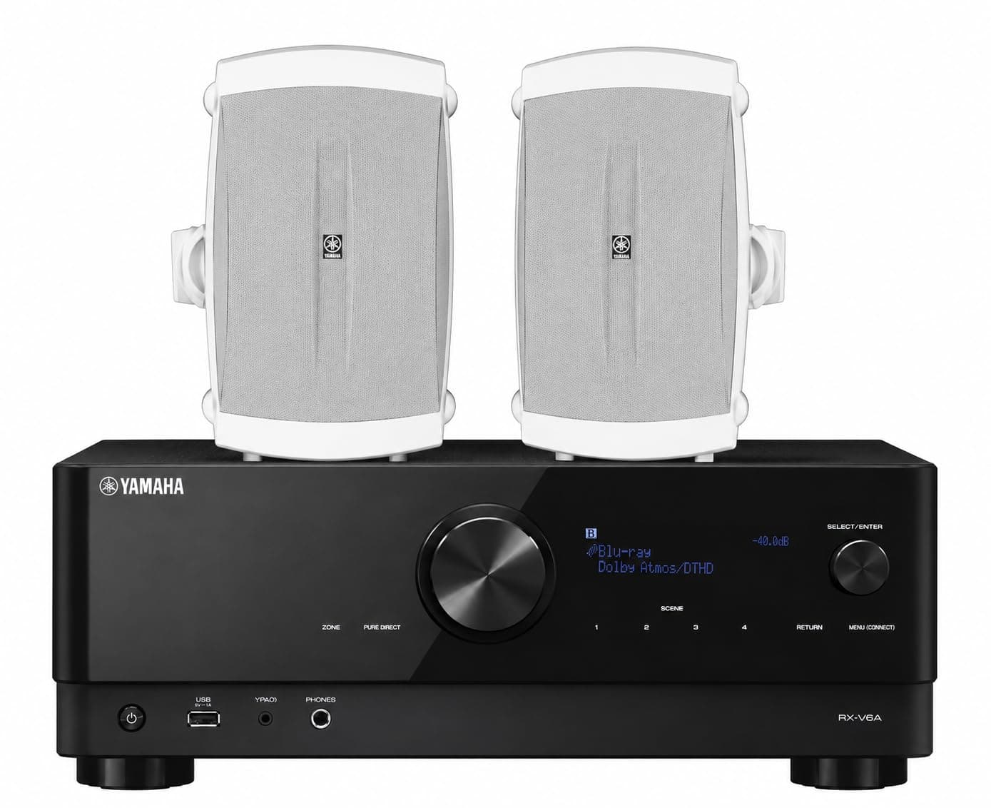 Yamaha - RX-V6A 7.2-Channel AV Receiver with Outdoor Speakers - Black