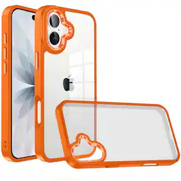 Kitcheniva - Metallic Buttons Acrylic Translucent Plus Tempered Glass For iPhone 17 - Cosmic Orange