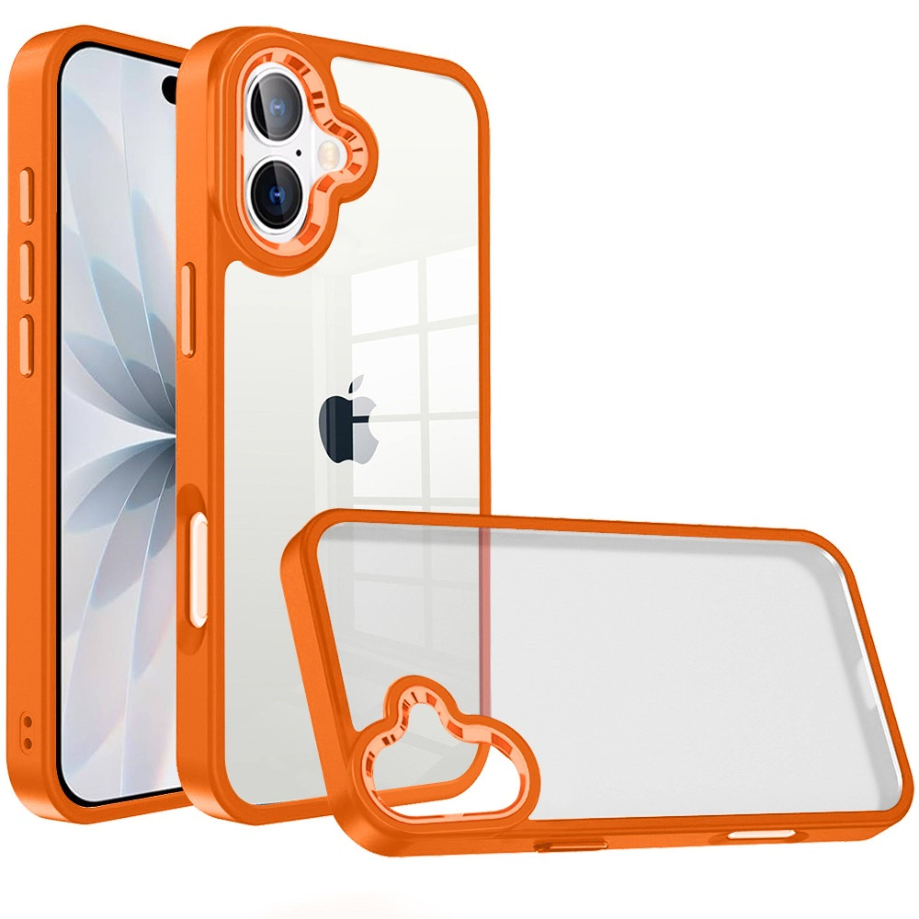 Kitcheniva - Metallic Buttons Acrylic Translucent Plus Tempered Glass For iPhone 17 - Cosmic Orange