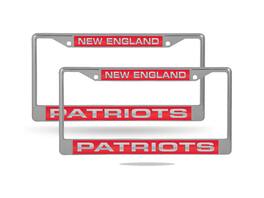 Rico Industries - New England Football Patriots Chrome Metal Laser Cut License Plate Frame - Set of 2 Frames - Multi