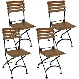 Sunnydaze - European Chestnut Wood Folding Bistro Dining Chair - Set of 4 - Brown
