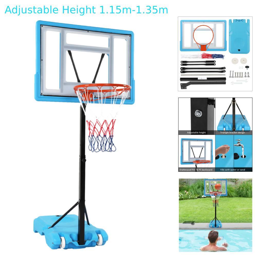 Adjustable Height 1.15m-1.35m

Adjustable height Triangle bracket design

Shatterproof PC & PE backboard

Fills with water or sand