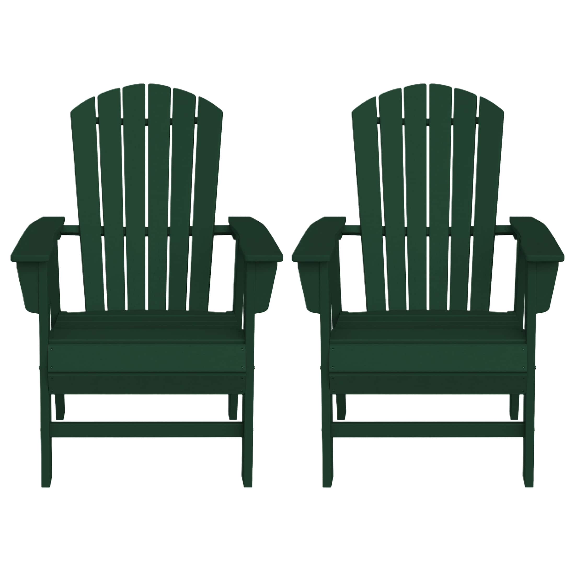 WestinTrends - Dylan HDPE Seashell Upright Adirondack Chair (Set of 2) - Dark Green