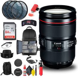 Canon - EF 24-105mm f/4L IS II USM Lens (1380C002) + Filter Kit + BackPack Basic Bundle (International Version)