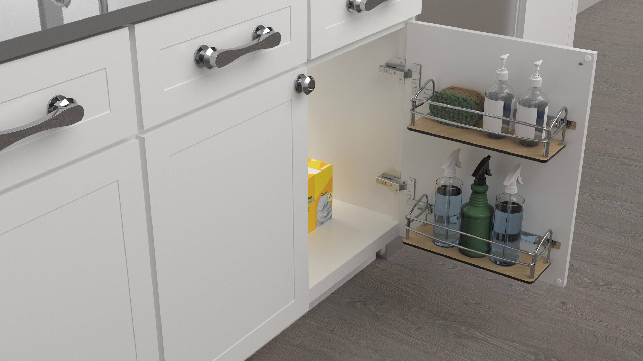 Alt View 8. Rev-A-Shelf - Rev-A-Shelf Steel Door/Wall Mount Spice Rack Pantry Shelf Organizer, 54DS-14-1 - Brown/Silver.