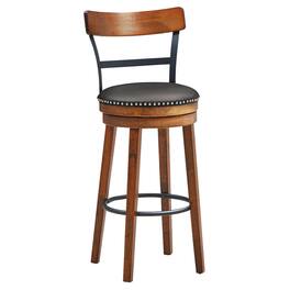 Gymax - 30.5'' BarStool Swivel Pub Height kitchen Dining Bar Chair with Rubber Wood Legs - Brown
