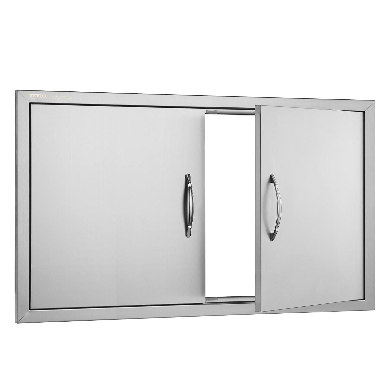 Alt View 5. VEVOR - BBQ Access Door, 36W x 21H Inch Double Outdoor Kitchen Door, Stainless Steel Flush Mount Door, Wall Vertical Door - Silver.