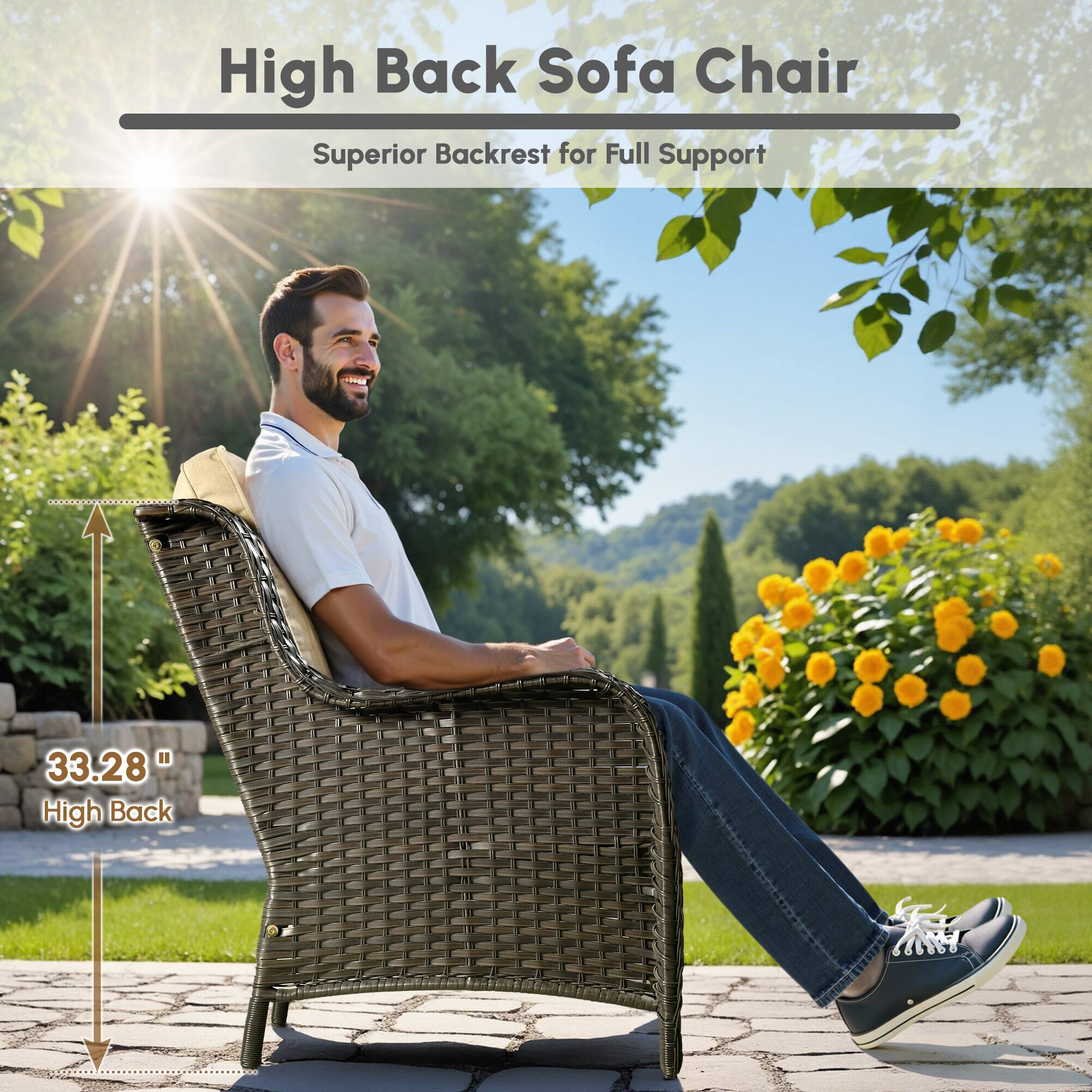 High Back Sofa Chair  
Superior Backrest for Full Support  

33.28" High Back