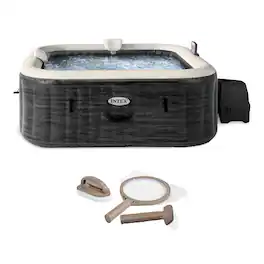Intex - PureSpa Plus Inflatable Square Hot Tub Spa with Maintenance Accessory Kit - Gray