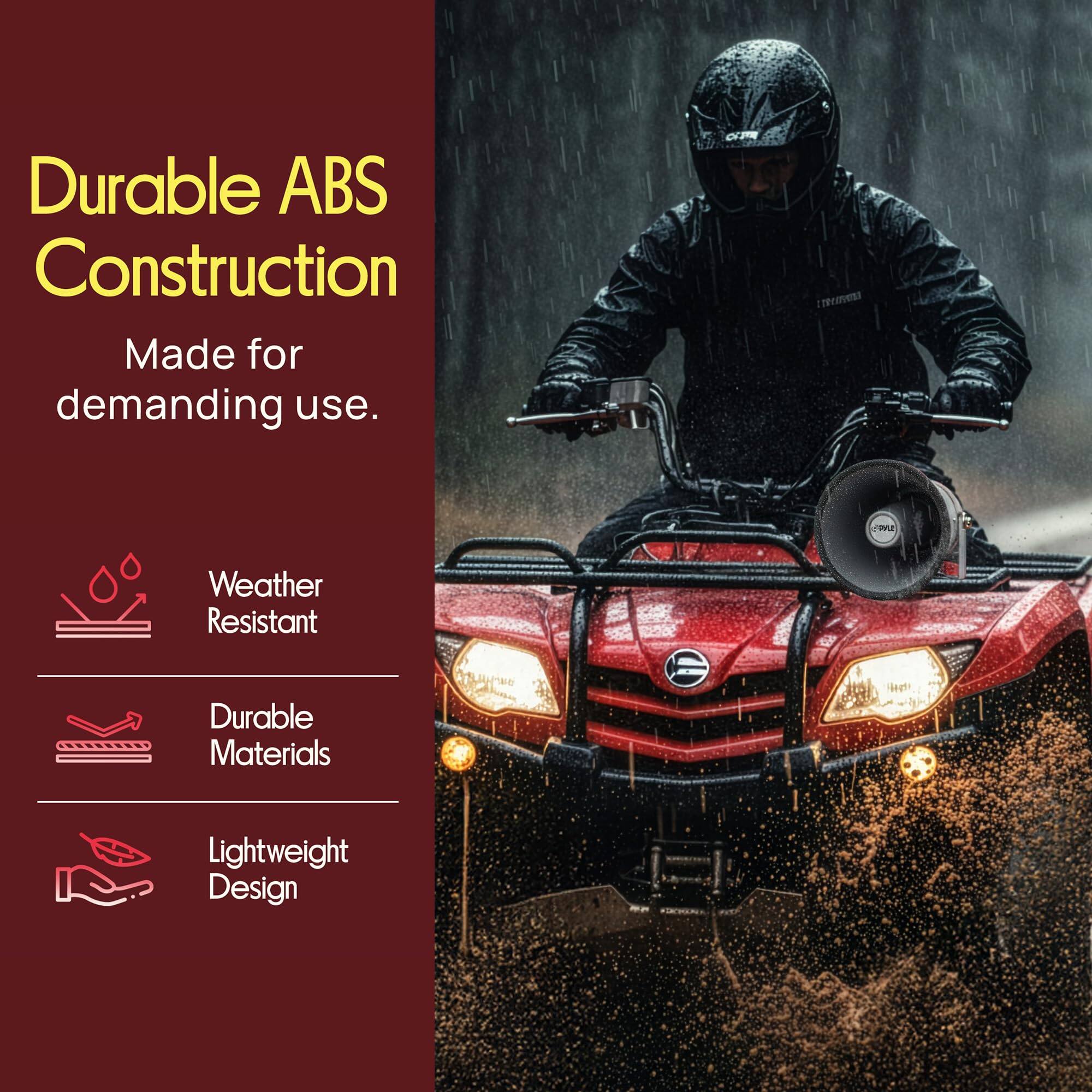 Durable ABS Construction  
Made for demanding use.  

Weather Resistant  
Durable Materials  
Lightweight Design