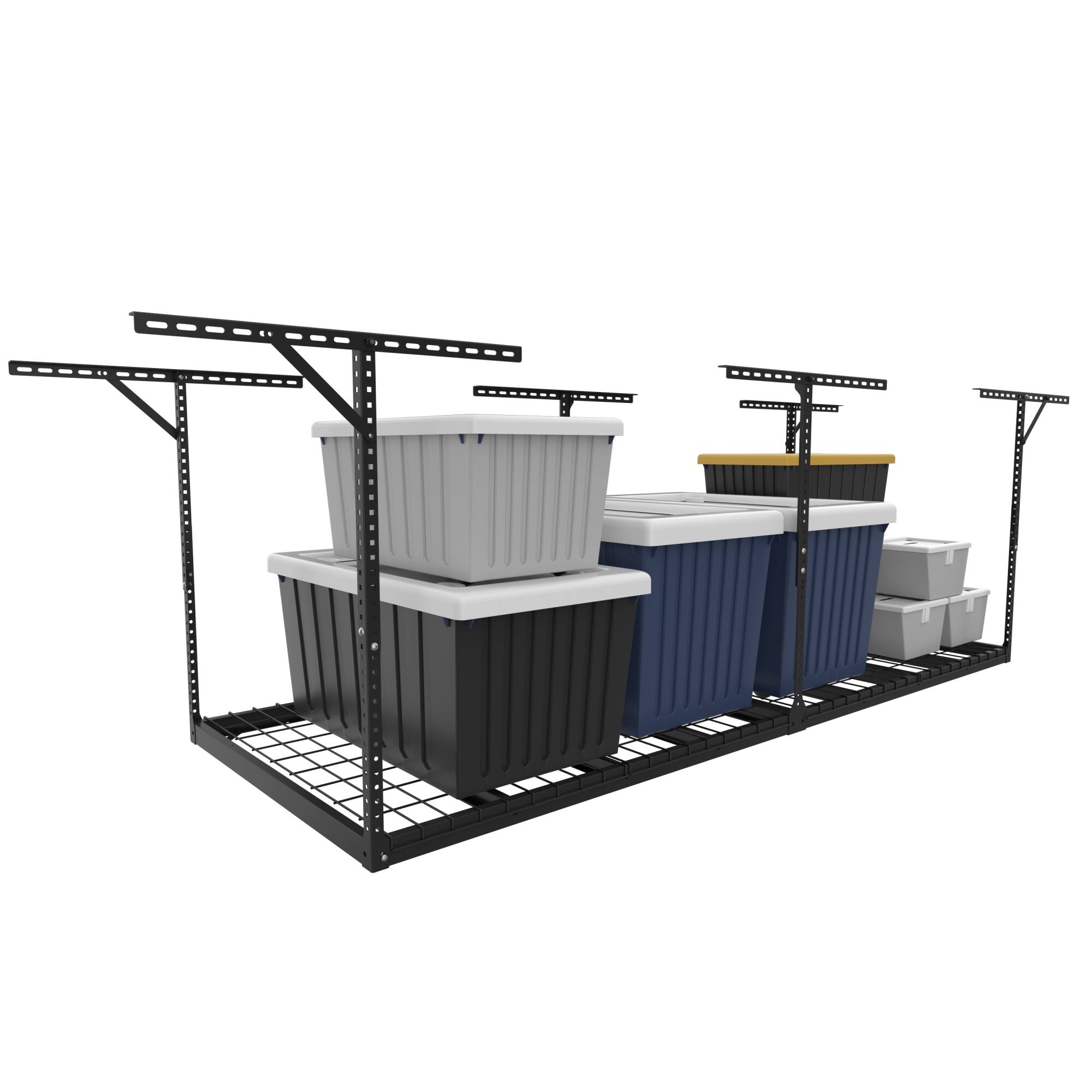 Alt View 3. Fleximounts - Max Series 36 in. W x 96 in. D x 24 - 40 in. H Black Heavy Duty Ceiling Mounted Overhead Garage Storage Rack - Black.