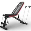 Front. FLYBIRD - Foldable Weight Bench with Resistance Bands, 8 Backrests Fast Adjustable FID for Home Gym Full Body Workout, Easy to Sto - Black.