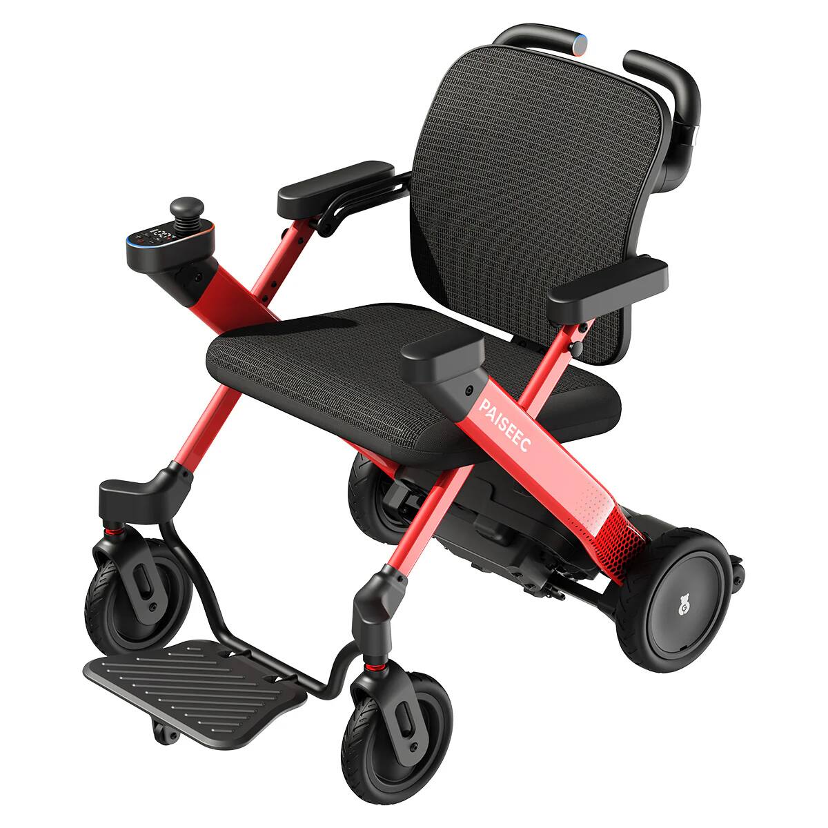 Front. Paiseec - 3in1 Electric Wheelchair with Push-Assist, Foldable Power Wheelchair for Travel, Indoor, Outdoor Use Right-Hand Joystick - Red.