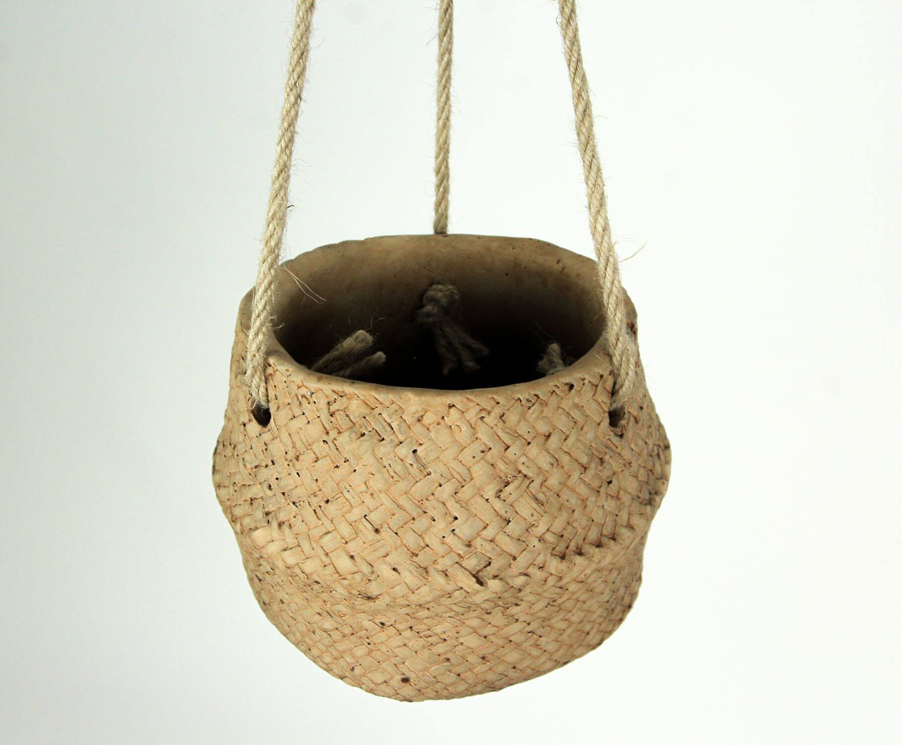 Alt View 2. A & B Home - Rope Hanging Cement Planter Succulent Bowl Decorative Flower Pot Home Decor - Tan.
