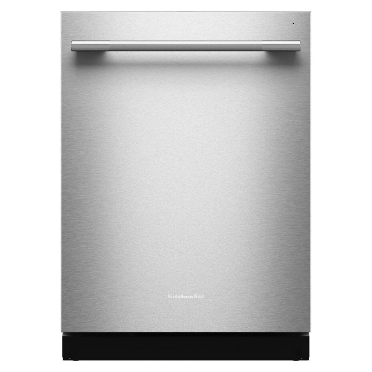 Front. KitchenAid - 24 inch Top Control Built-In Dishwasher with Third Level Utensil Rack and 47 dBA - PrintShield Stainless.
