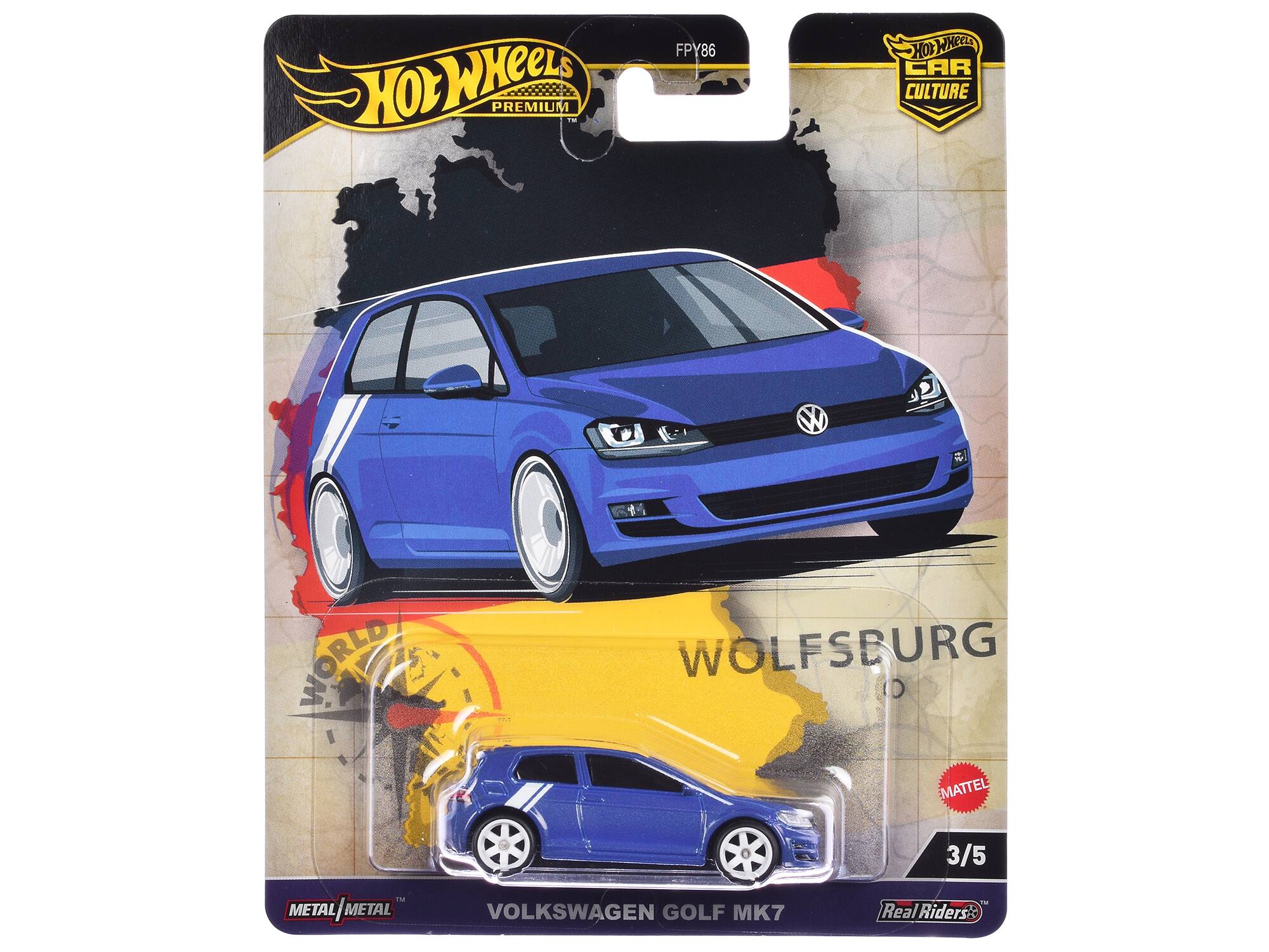Hot Wheels Premium FPY86 Hot Wheels Car Culture World Wolfsburg Mattel 1M Metal Metal/Metal Volkswagen Golf MK7 3/5 Real Riders