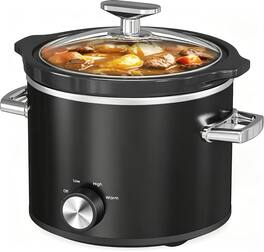 Forest'nSky - 2 Quart Slow Cooker with Removable Ceramic Pot,3 Heating Settings & Dishwasher Safe Glass Lid - Black