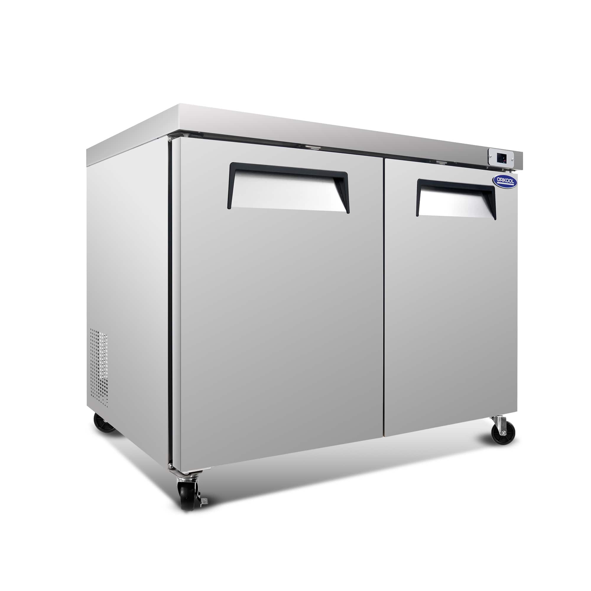 Boyel Living - 14.1 Cu.ft 2 Door Undercounter Commercial Refrigerator 48.43in L x 31.46in W x 37.95in H Smooth Casters - Silver