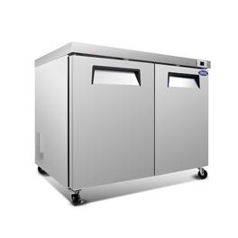 Boyel Living - 14.1 Cu.ft 2 Door Undercounter Commercial Refrigerator 48.43in L x 31.46in W x 37.95in H Smooth Casters - Silver