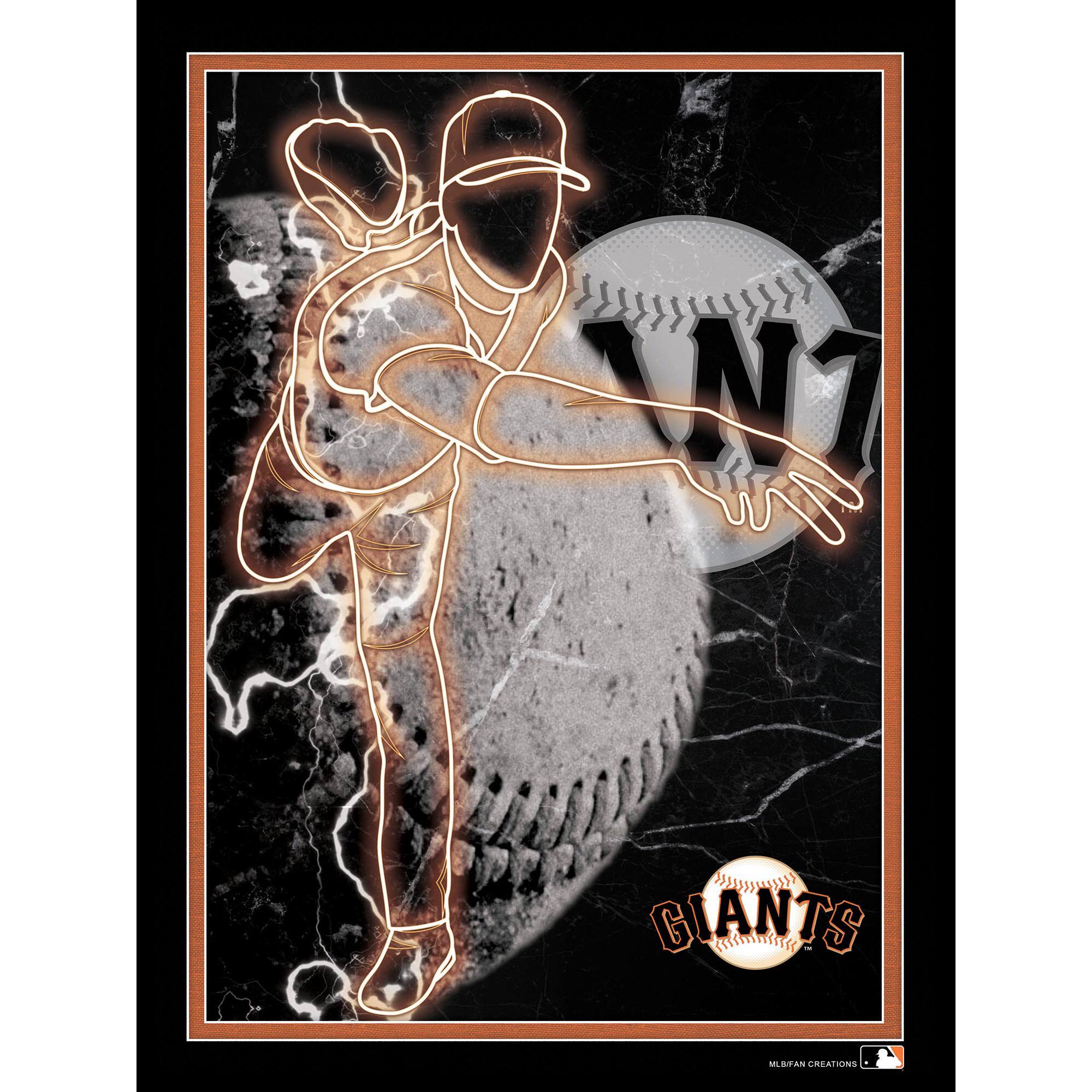 Black San Francisco Giants 12'' x 16'' Framed Neon Player Print