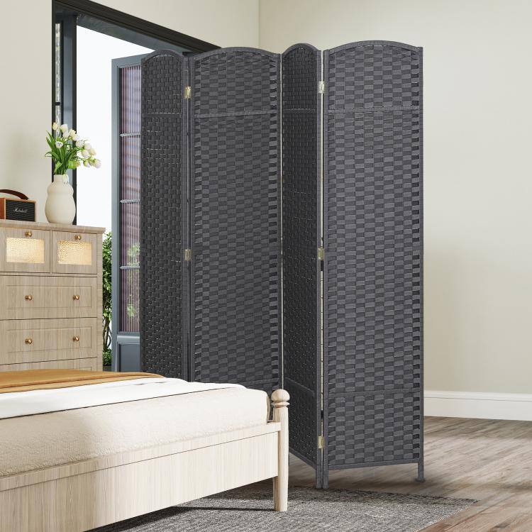 Alt View 2. PULUZ - Folding Room Divider Screen 4 Panel 5.6 ' Tall Privacy Screen Freestanding Room Partition for Home Office - Charcoal Gray.