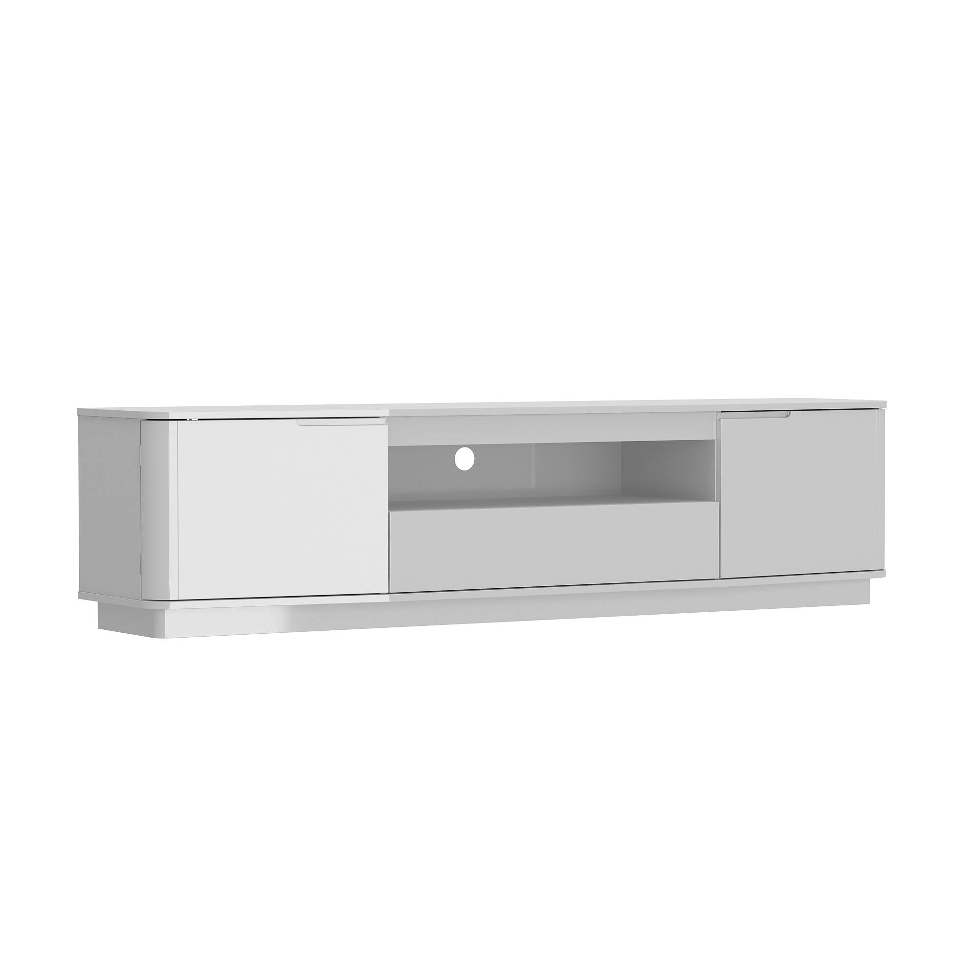 Angle. Famapy - Famapy Modern Entertainment Center: 70 - Inch TV Ready, Sleek Media Console with Smart Storage - White.