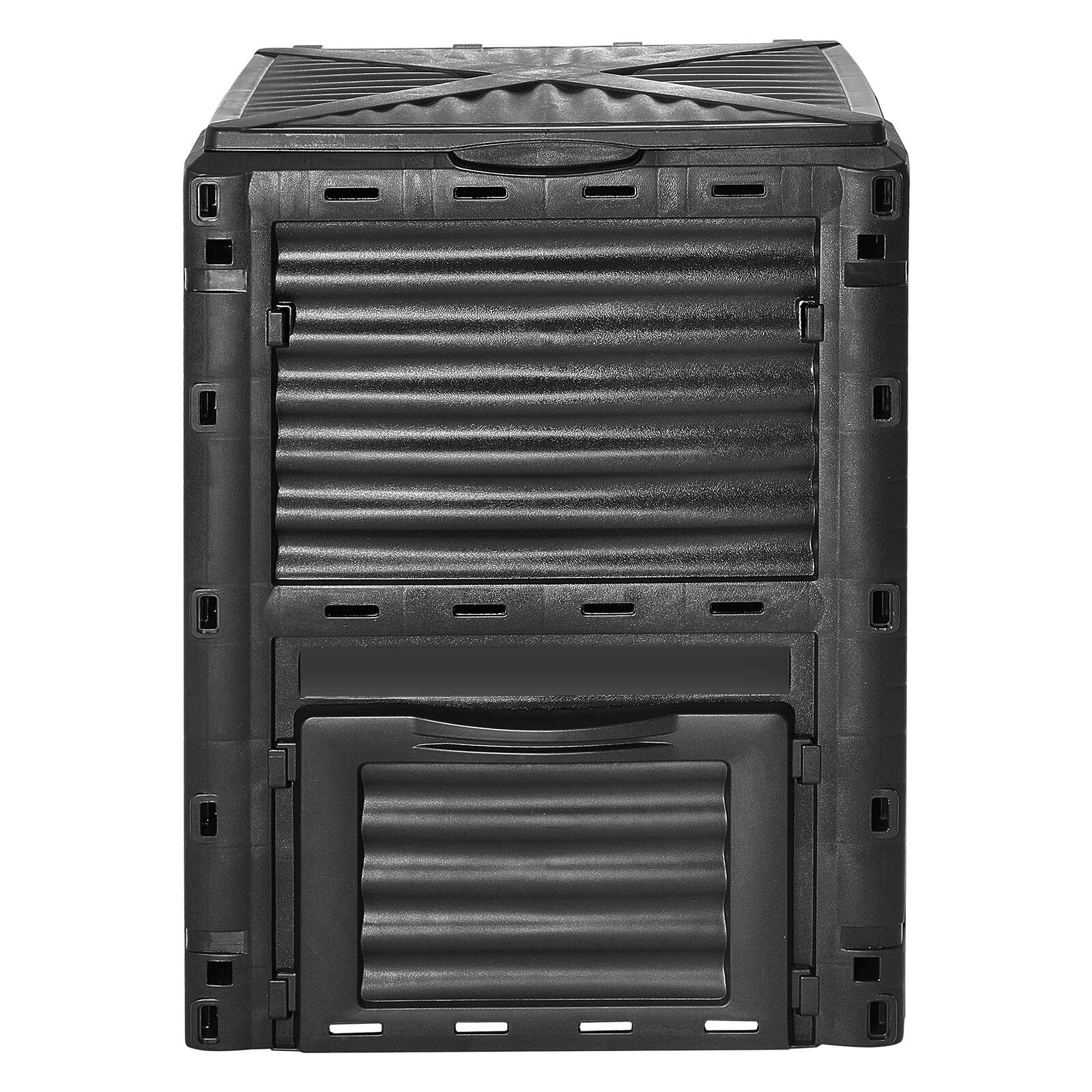 Alt View 5. VEVOR - Garden Compost Bin 80 Gal, BPA Free Composter, Large Capacity Outdoor Composting Bin with Top Lid and Bottom Door - Black.