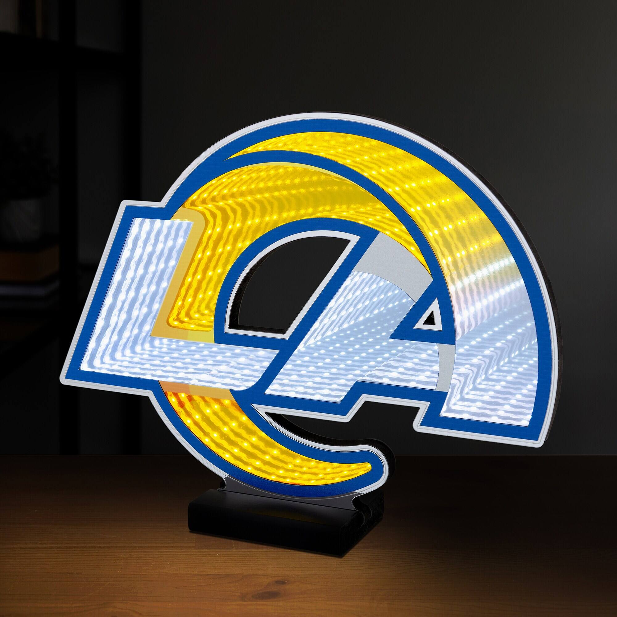 Alt View 2. Sporticulture - Los Angeles Rams LED Infinity Logo Light - Yellow.