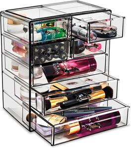 Sorbus - Clear Cosmetic Makeup Organizer - Make Up & Jewelry Storage, Case & Display - Spacious Design Vanity, Bathroom - Black