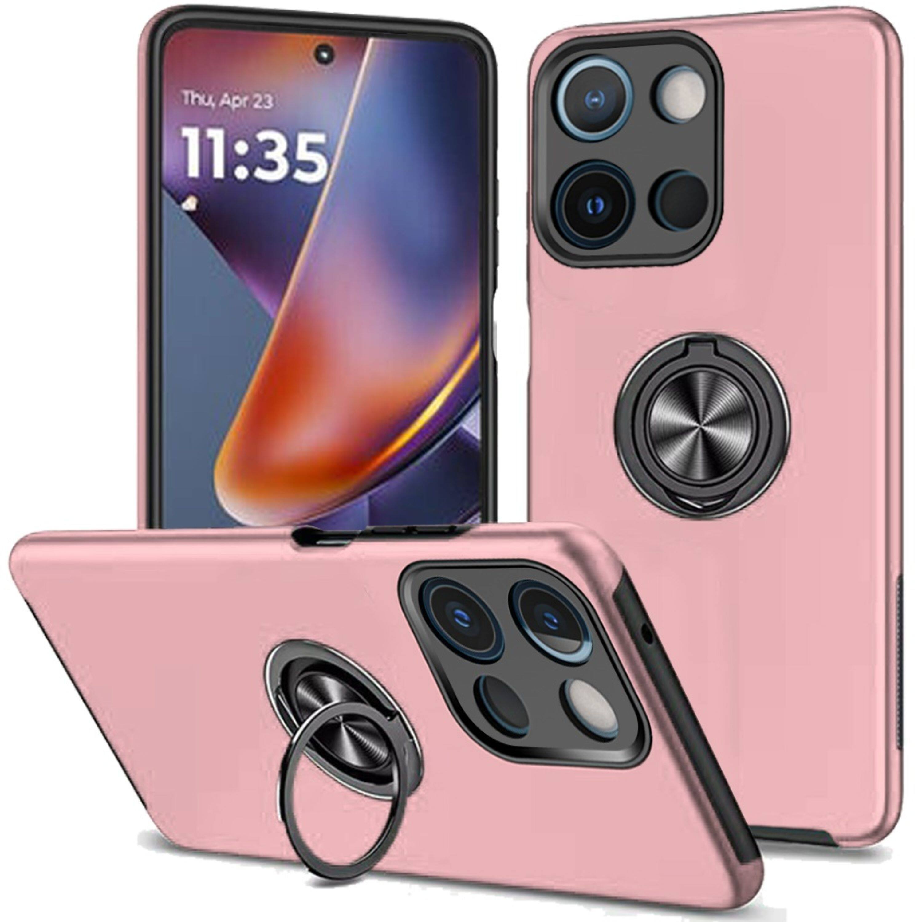 Kitcheniva - Rugged Metal Ring Stand Case With Tempered Glass For Moto G 2025/2026 / G Play 2026 - Rose Gold price history on PriceWatchPro