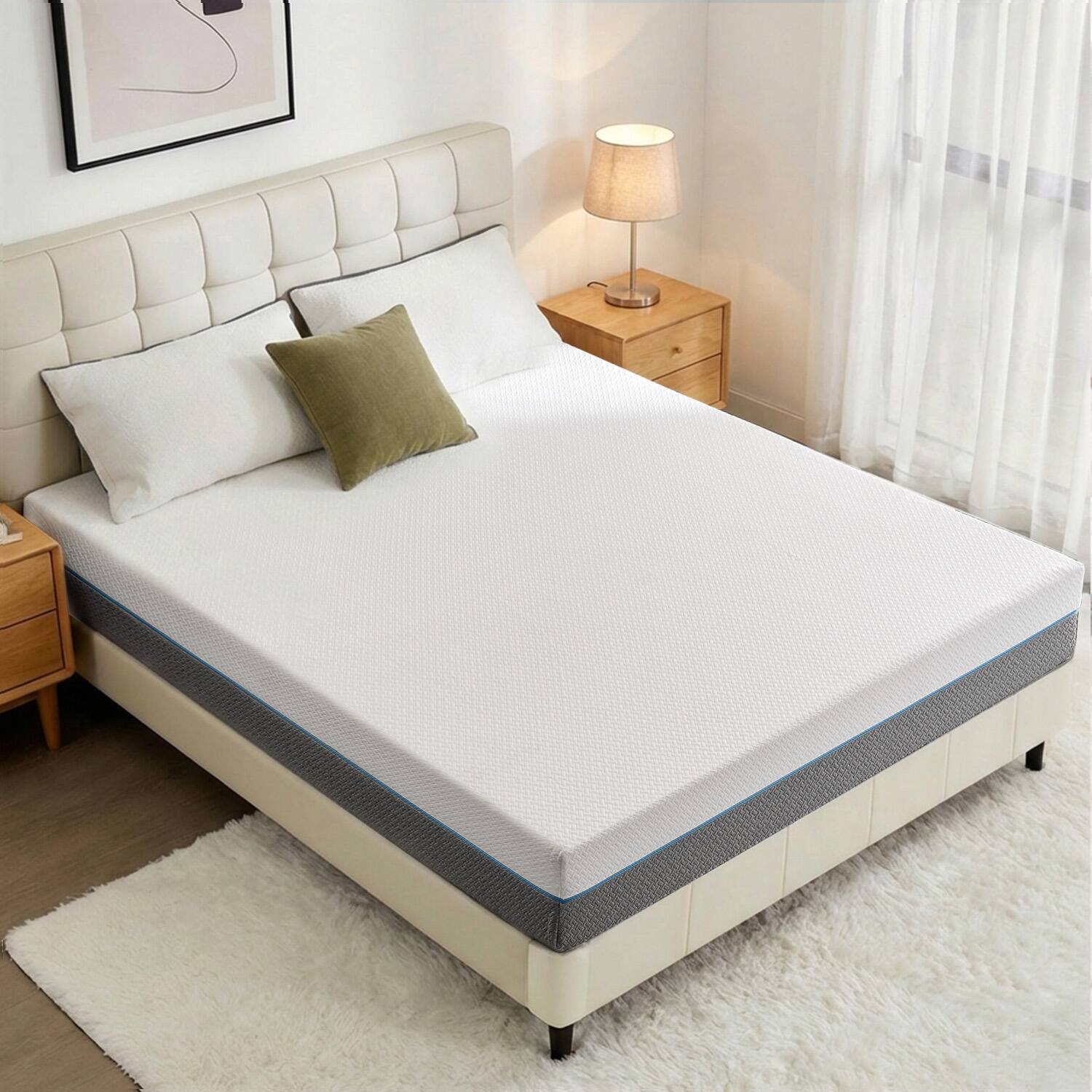 Alt View 4. Vipbear - 10" King Size Reversible Gel Memory Foam Mattress, Plush 3‑Layer Foam Bed Mattress with Washable Cover, Fiberglass‑Free - 10 inch.