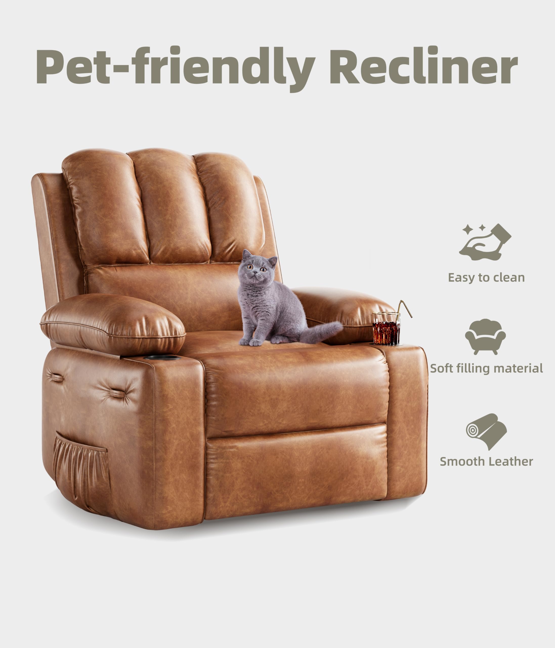 Pet-friendly Recliner

- Easy to clean
- Soft filling material
- Smooth Leather