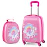 Costway - 2PC Kids Carry On Luggage Set 12" Backpack and 16" Rolling Suitcase for Travel - Multicolor
