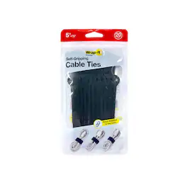 Wrap-It Storage - Self-Gripping Cable Ties - 5-inch (20-Pack) Reusable Hook and Loop Ties - Black