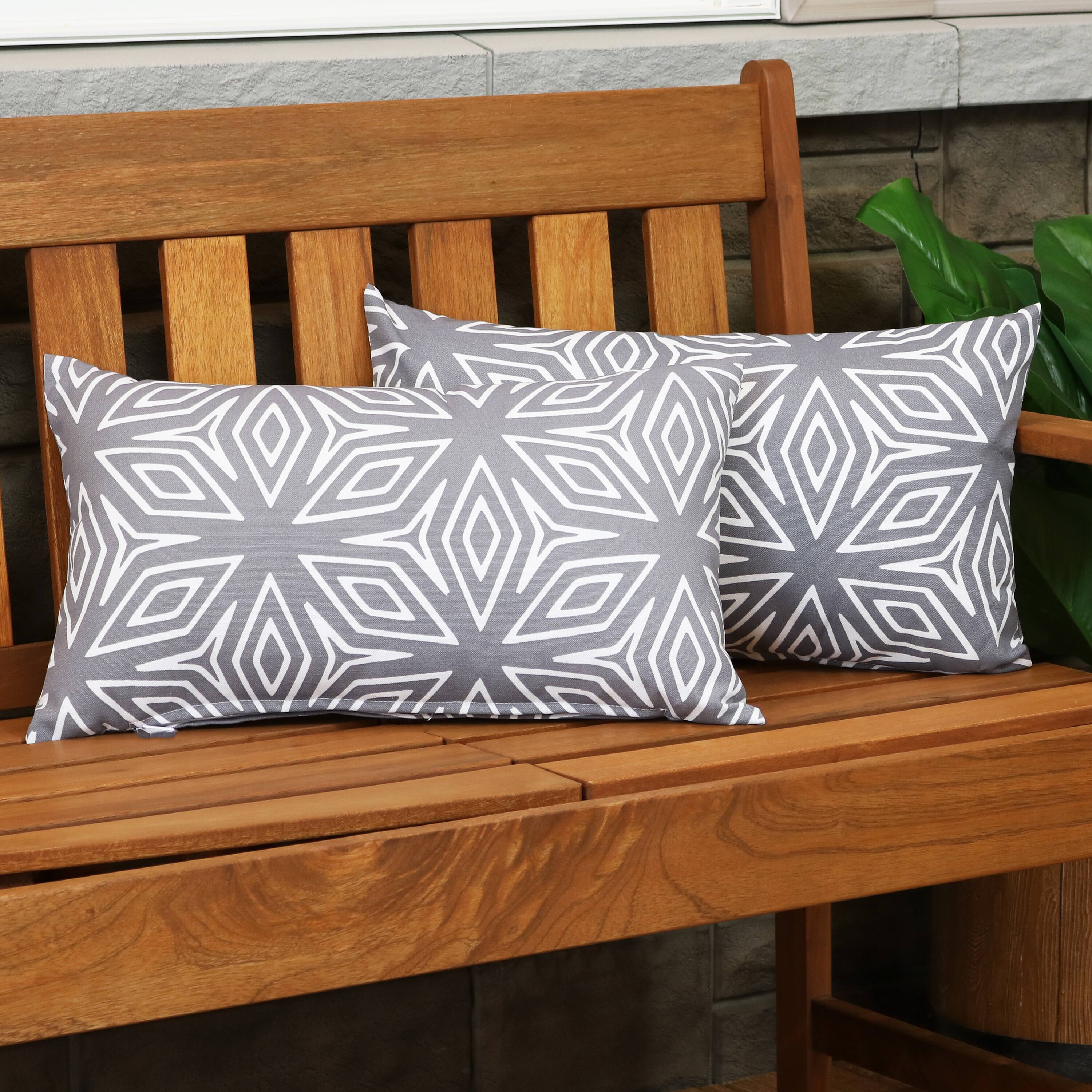 Alt View 3. Sunnydaze - Lumbar Throw Pillow Cover - 20 in - Set of 2 - Gray Geometric.
