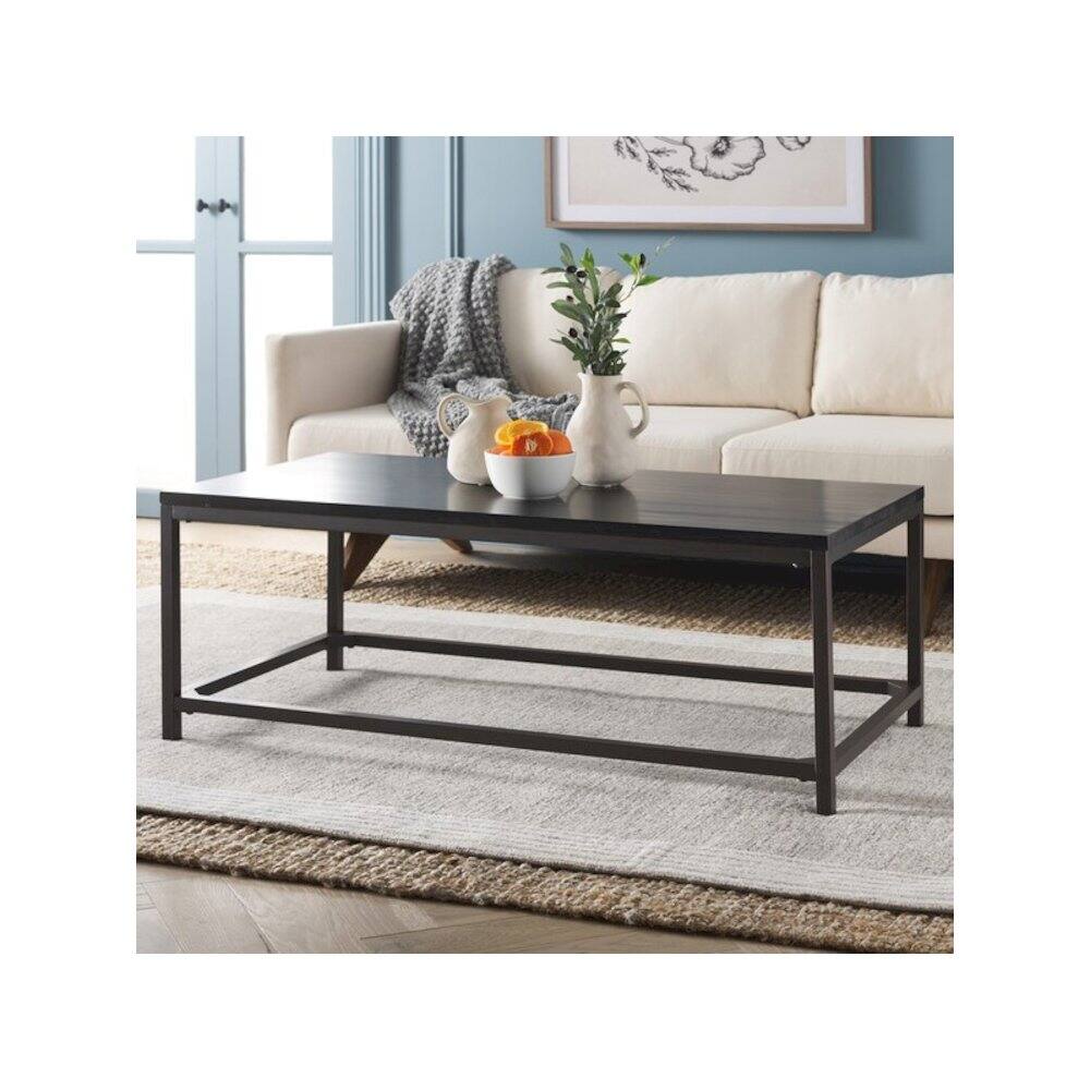 Angle. Safavieh - Alec Coffee Table, Distressed Black - Black.