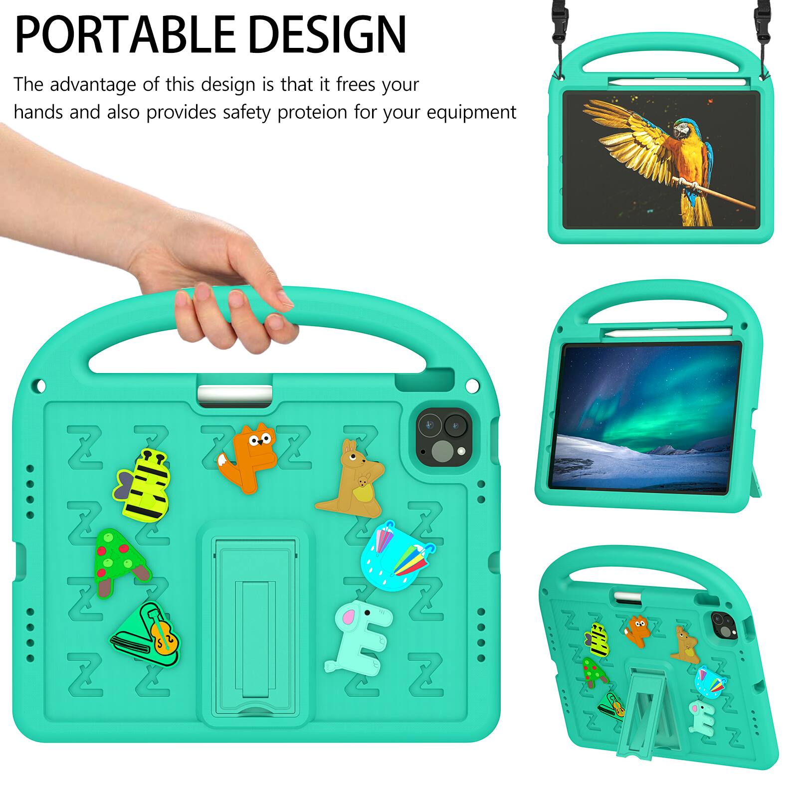 PORTABLE DESIGN  
The advantage of this design is that it frees your hands and also provides safety protection for your equipment