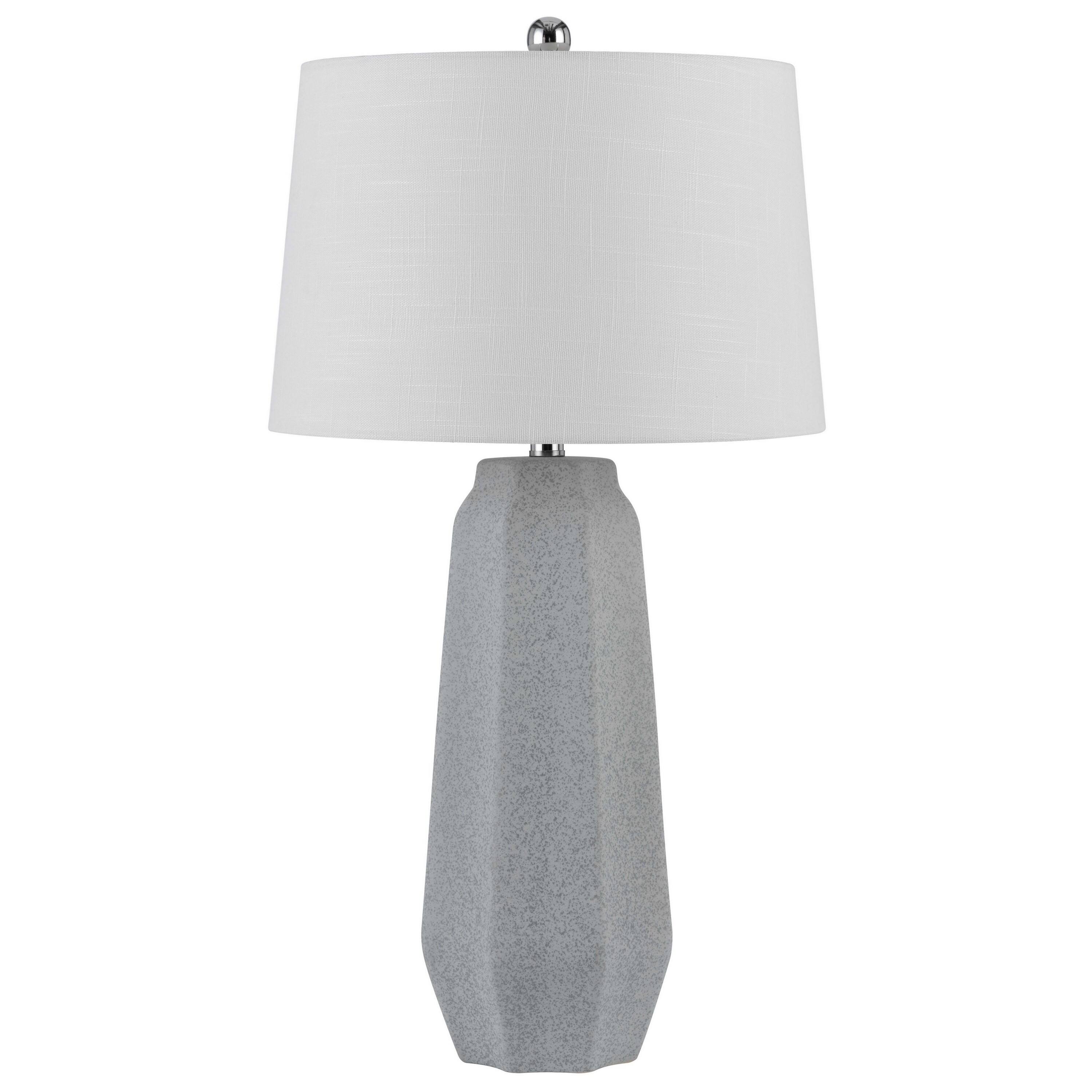 Front. Manhattan Lane - Niu 30 Inch Table Lamp Set of 2, Drum Shade, Ceramic Prism Base - White, Gray.