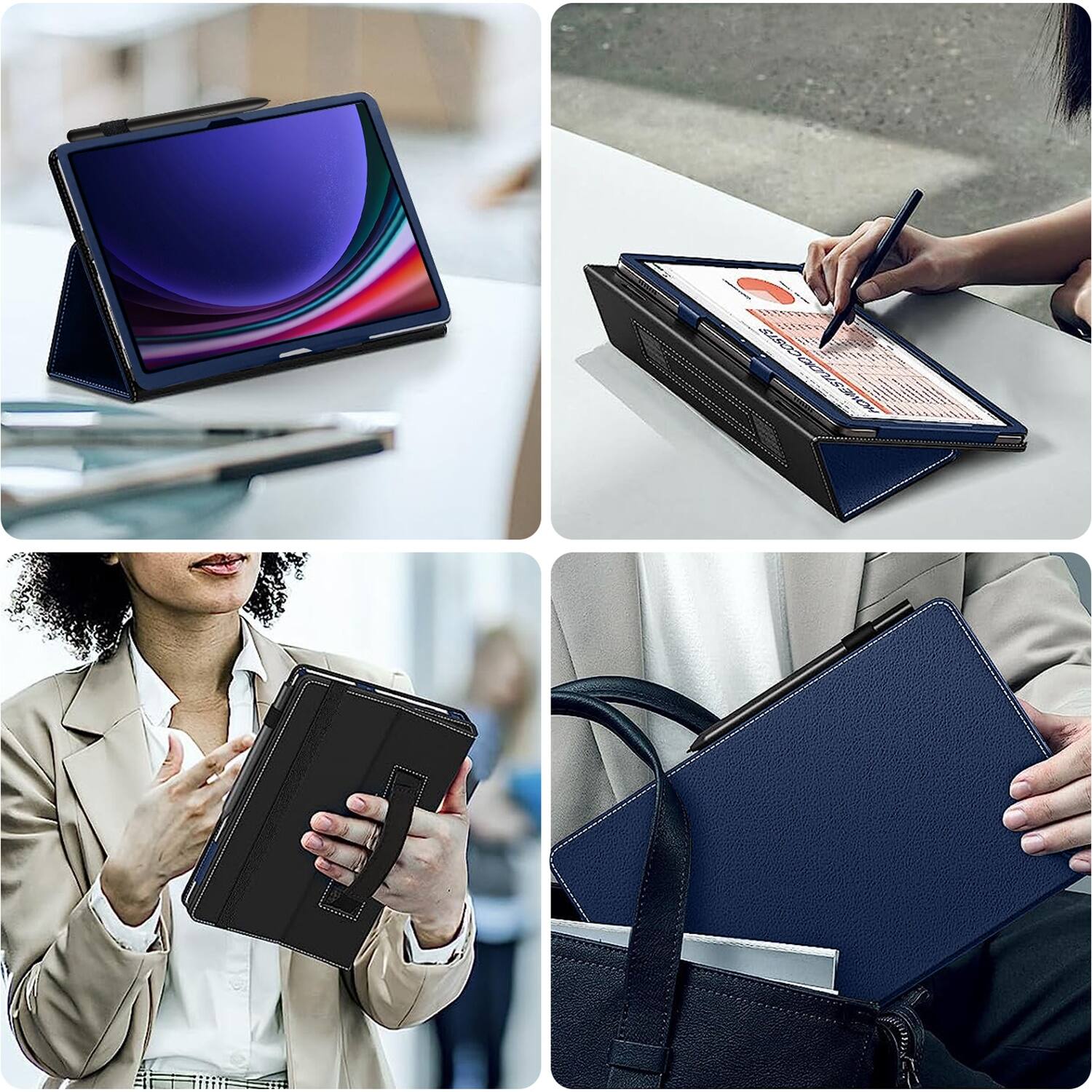 Alt View 16. SaharaCase - Bi-Fold Folio Case for Samsung Galaxy Tab S10+, Tab S9+, and Tab S9 FE+ - Blue.