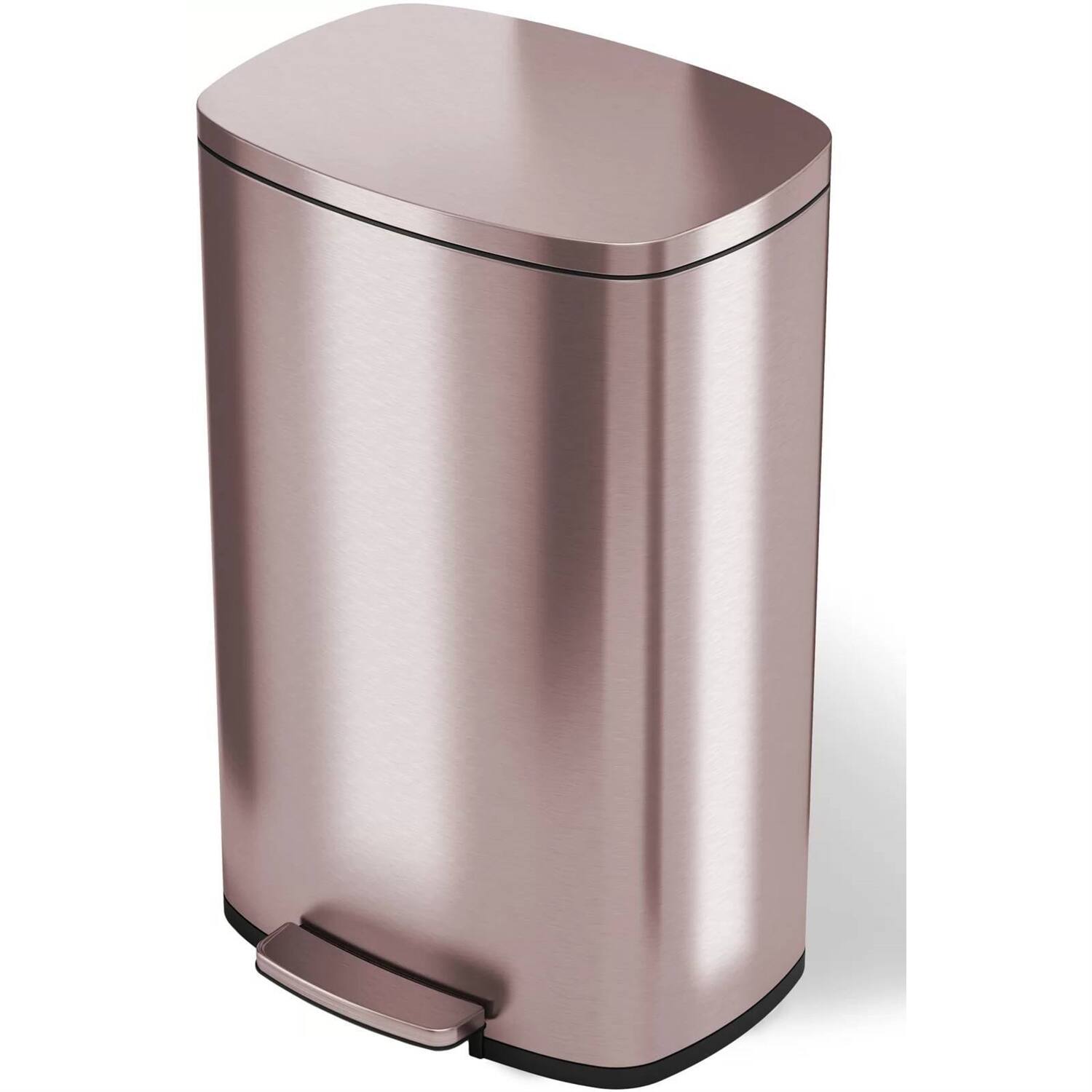 Front. Hivvago - 13-Gallon Copper Rose Gold Stainless Steel Step Trash Can with Deodorizer Filter - Rose Gold.