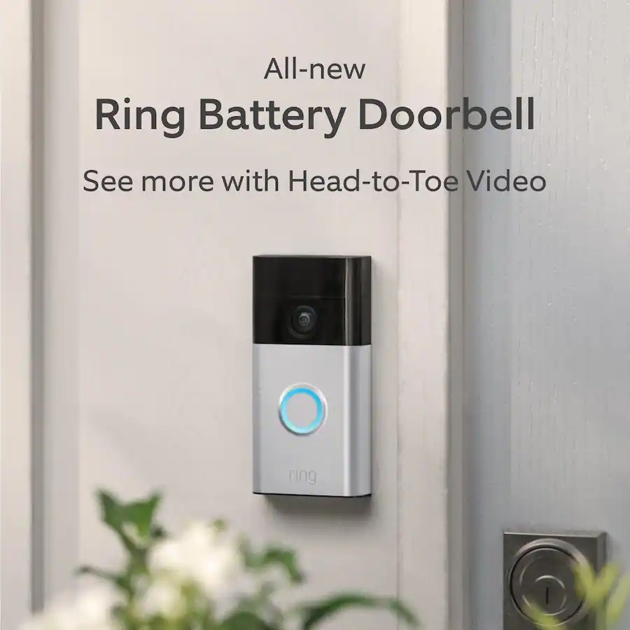 Ring Starter Set with Battery Doorbell and Indoor Cam Satin Nickel