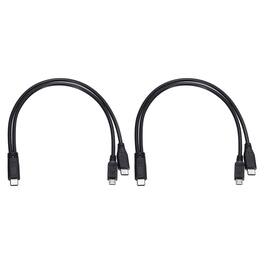 Unique Bargains - 2pcs Type C Male to Type C and Micro 5P Male 2-in-1 11.8" Adapter - Black