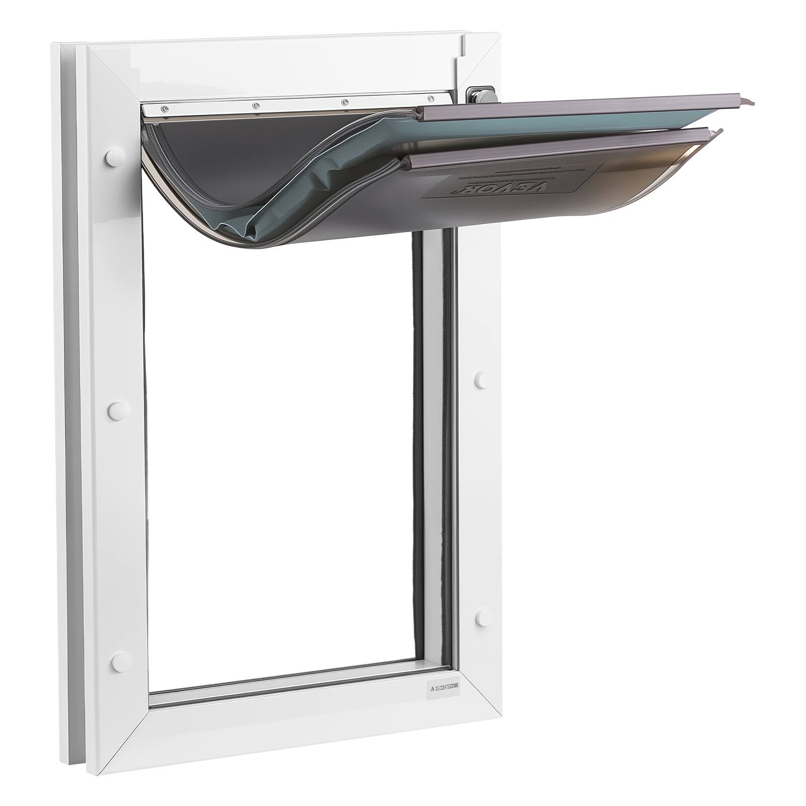 Alt View 5. VEVOR - Pet Door, Large, with Three Magnetic Flaps and Metal Frame, Strong and Weatherproof Dog Door for Interior and Exterior - Brown;White.