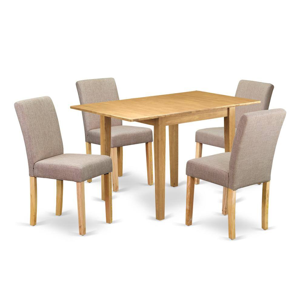Alt View 3. East West Furniture - 1NDAB5-OAK-04 Dinette Set 5 Pc - Four Dining Room Chairs and a Wooden Table - Oak Finish Hardwood - Light Fawn Color - Oak.