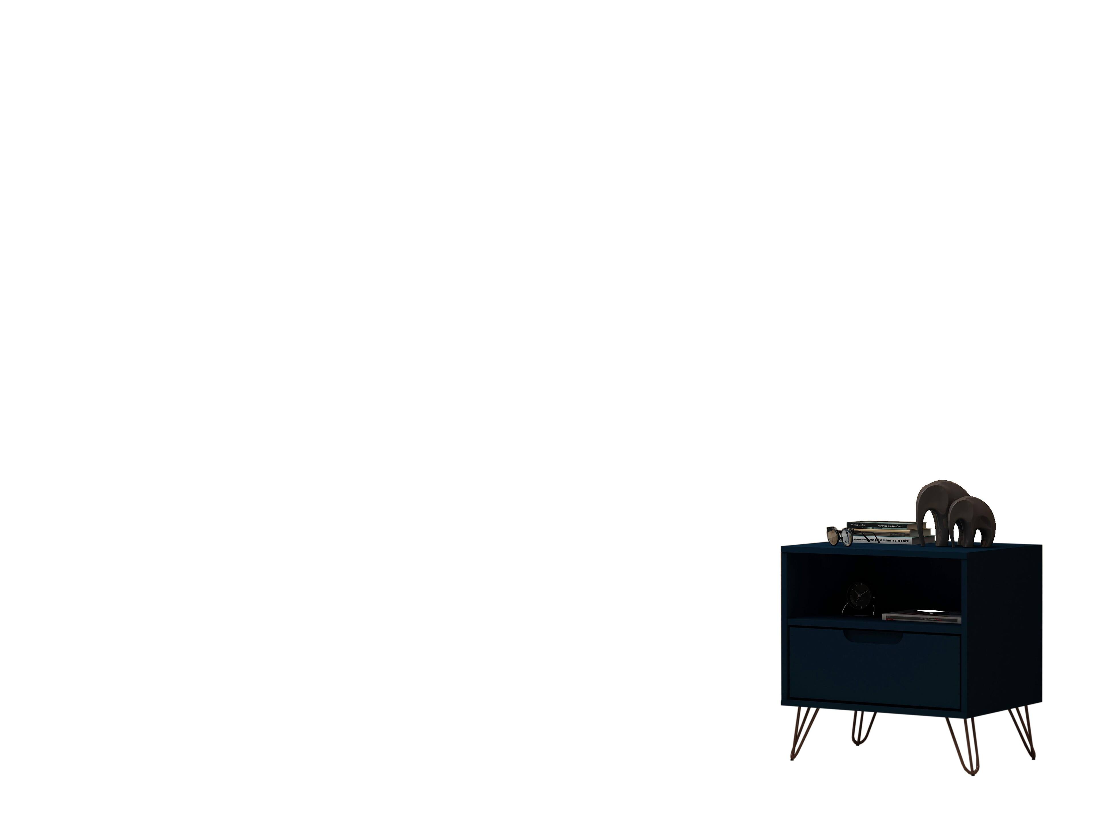 Alt View 4. Manhattan Comfort - Rockefeller Mid-Century Modern 20" Nightstand - Midnight Blue.